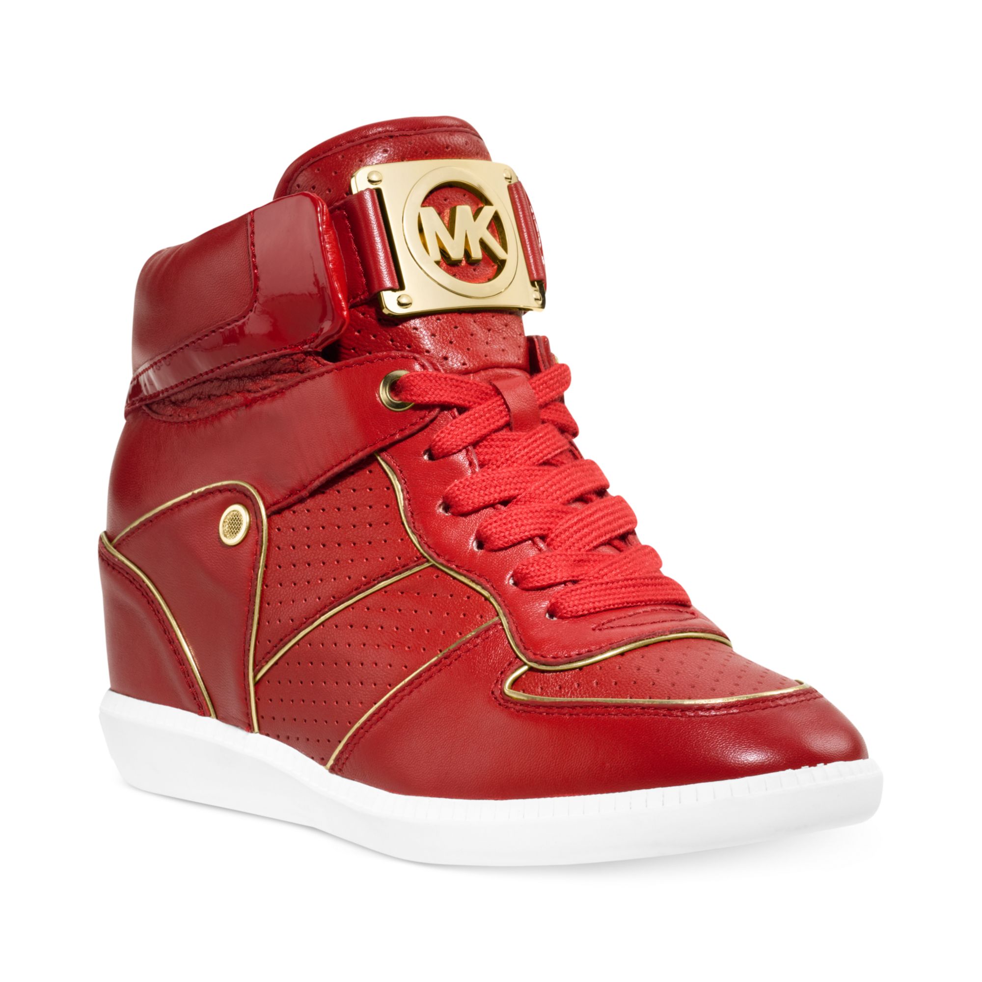 Michael Kors Nikki High Top Logo Sneakers in Red (Red Leather) | Lyst