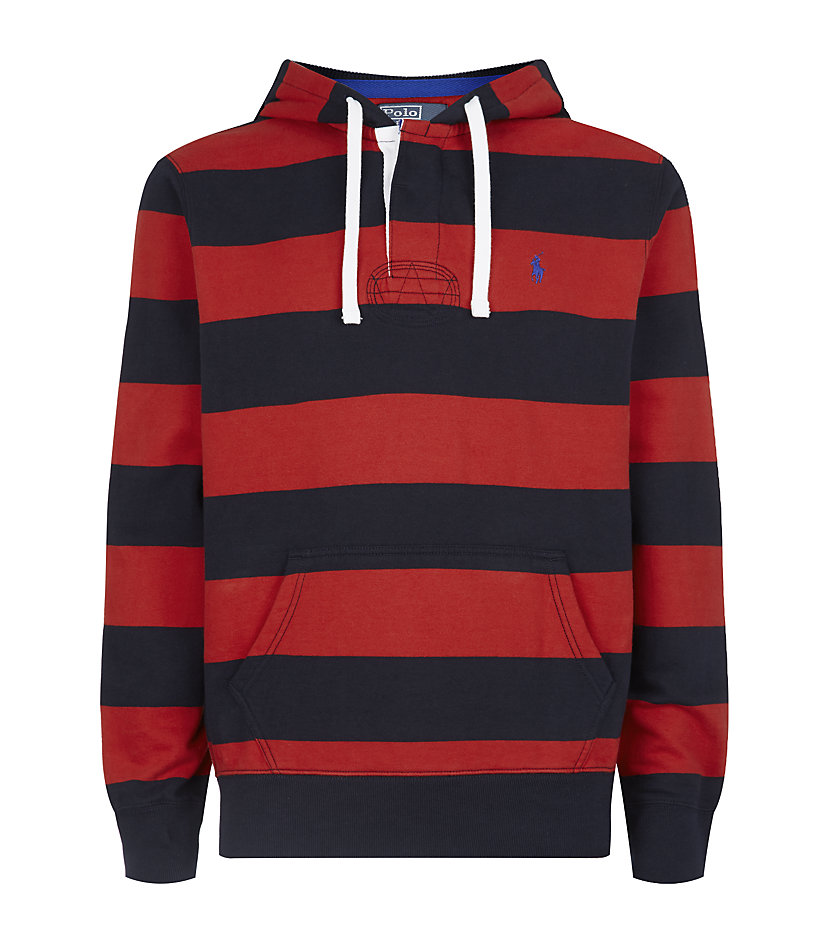 Polo Ralph Lauren Hooded Rugby Shirt in Red for Men Lyst
