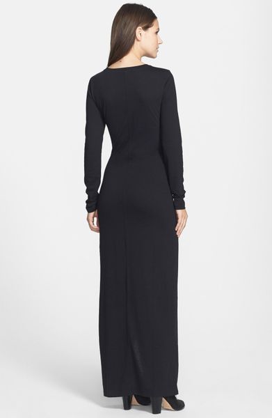 Leith Long Sleeve Knit Maxi Dress In Black Lyst