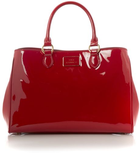 Lulu Guinness Red Patent Large Tote Bag in Red