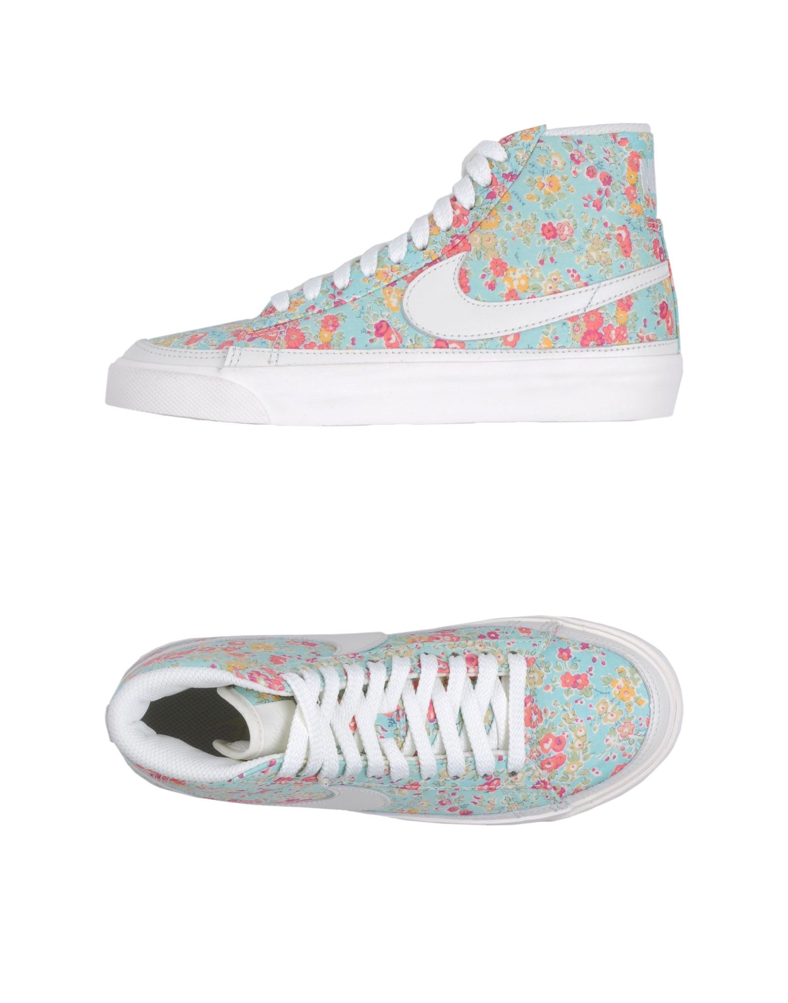 teal nike shoes with flowers