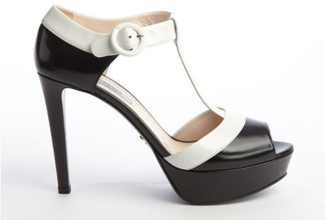 prada black and white shoes