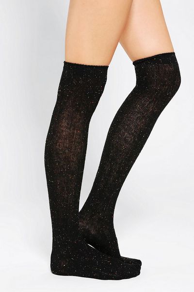 Urban Outfitters Speckled Cableknit Over-the-knee Sock in Black (BLACK ...