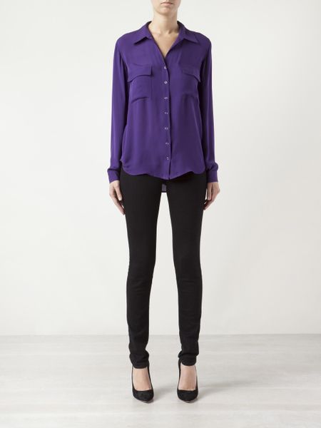 Lagence Button Down Shirt In Purple Pink Purple L