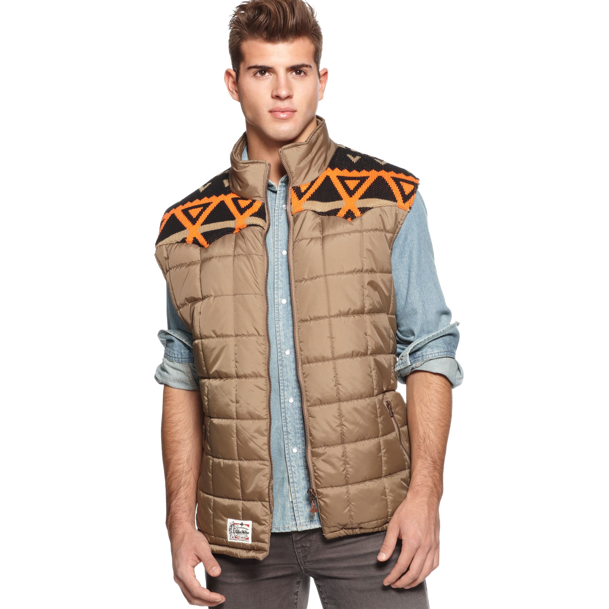 Lrg Big & Tall Puffer Vest in Khaki for Men (British Khaki) Lyst