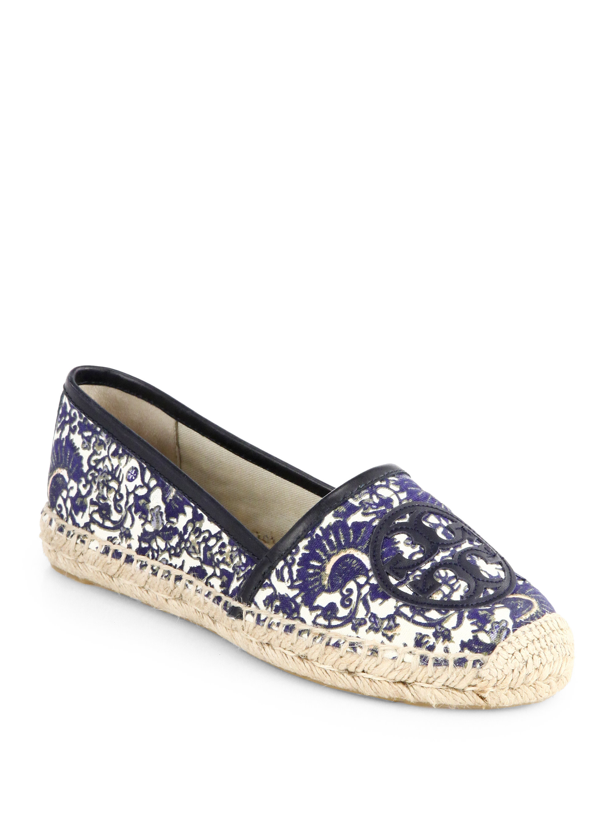 Tory Burch Angus Printed Canvas Espadrille Flats In Blue Navy Multi Lyst 0325