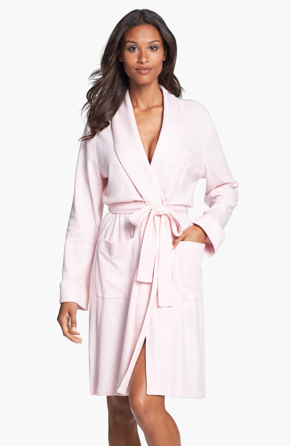 Lauren By Ralph Lauren Waffle Weave Robe in Pink (Ballet Pink Heather
