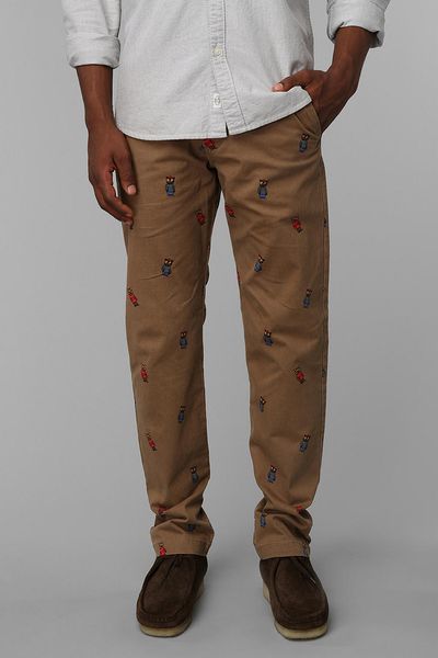 Urban Outfitters Hawkings Mcgill Printed Straight Chino Pant in Khaki