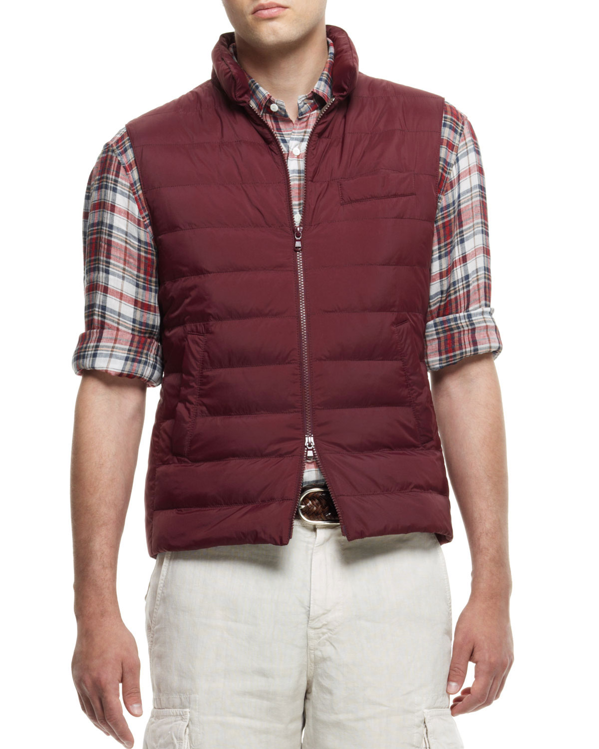 Brunello Cucinelli Quilted Nylon Vest Red in Red for Men Lyst