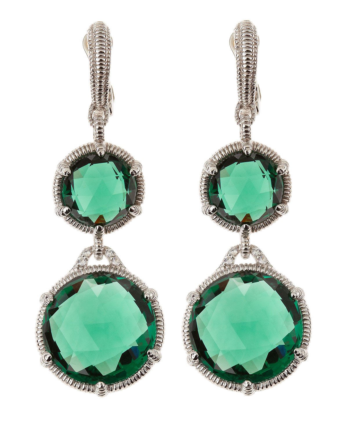 Judith Ripka Silver Eclipse Doubledrop Quartz Earrings in