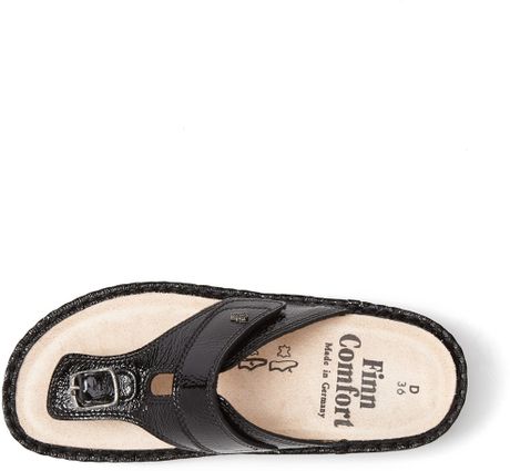 Finn Comfort Phuket Sandal in Black (Black Patent) | Lyst