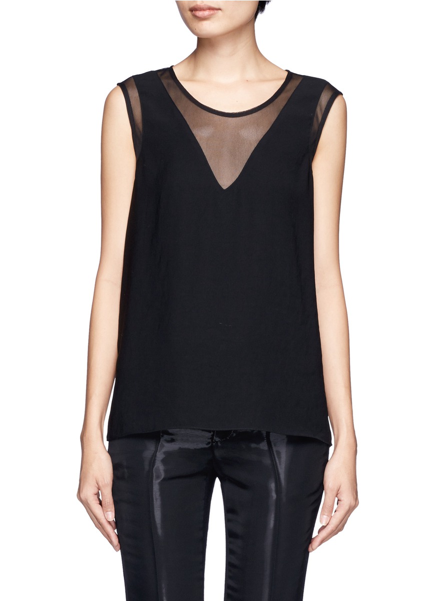 Helmut Lang Sheer Mesh Panel Tank Top In Black Lyst 1931