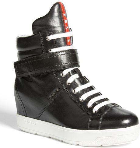 black prada wedges