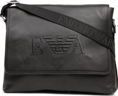 emporio armani leather messenger bag