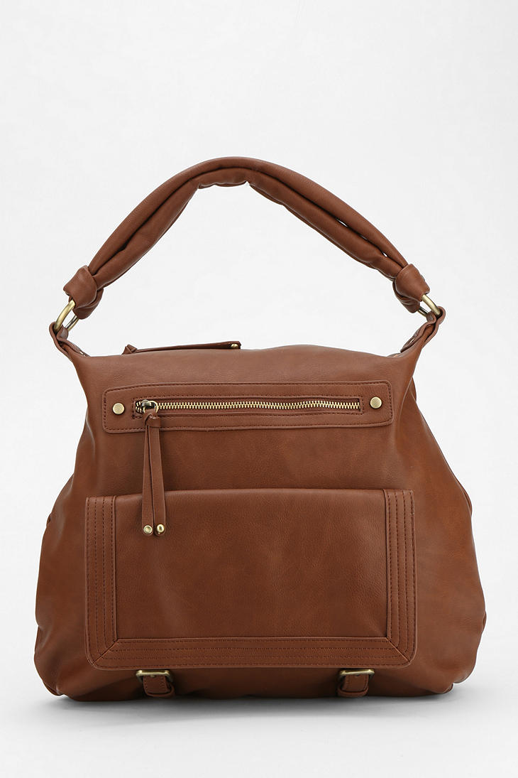 Urban Outfitters Sabina Vegan Leather Square flap Tote Bag in Brown | Lyst