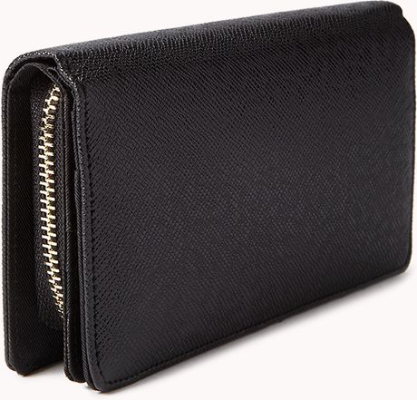 Forever 21 Iconic Faux Leather Wallet in Black