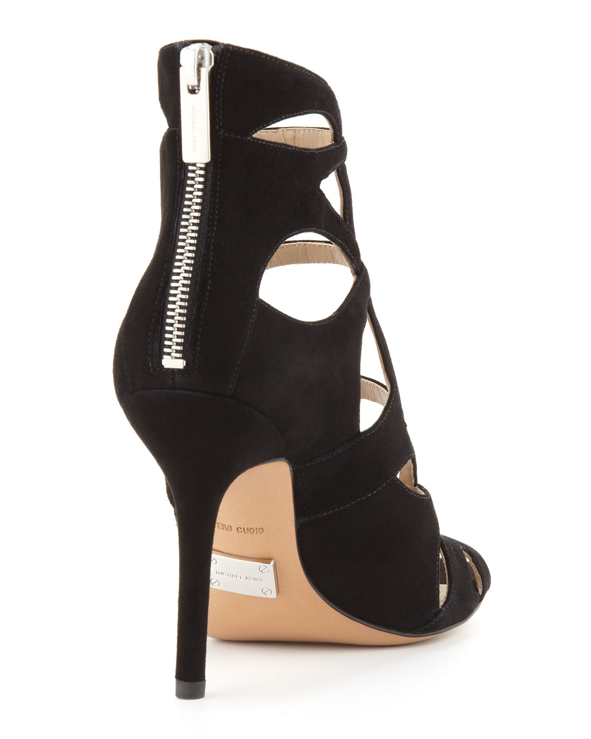 Lyst Michael Kors Casey Suede Strappy Sandal In Black