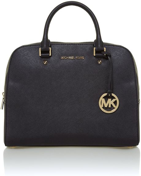 Michael Kors Jet Set Travel Medium Black Dome Bag in Black