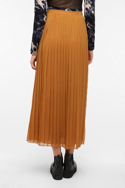 Urban Outfitters Sparkle Fade Pleated Chiffon Maxi Skirt In Brown Lyst 