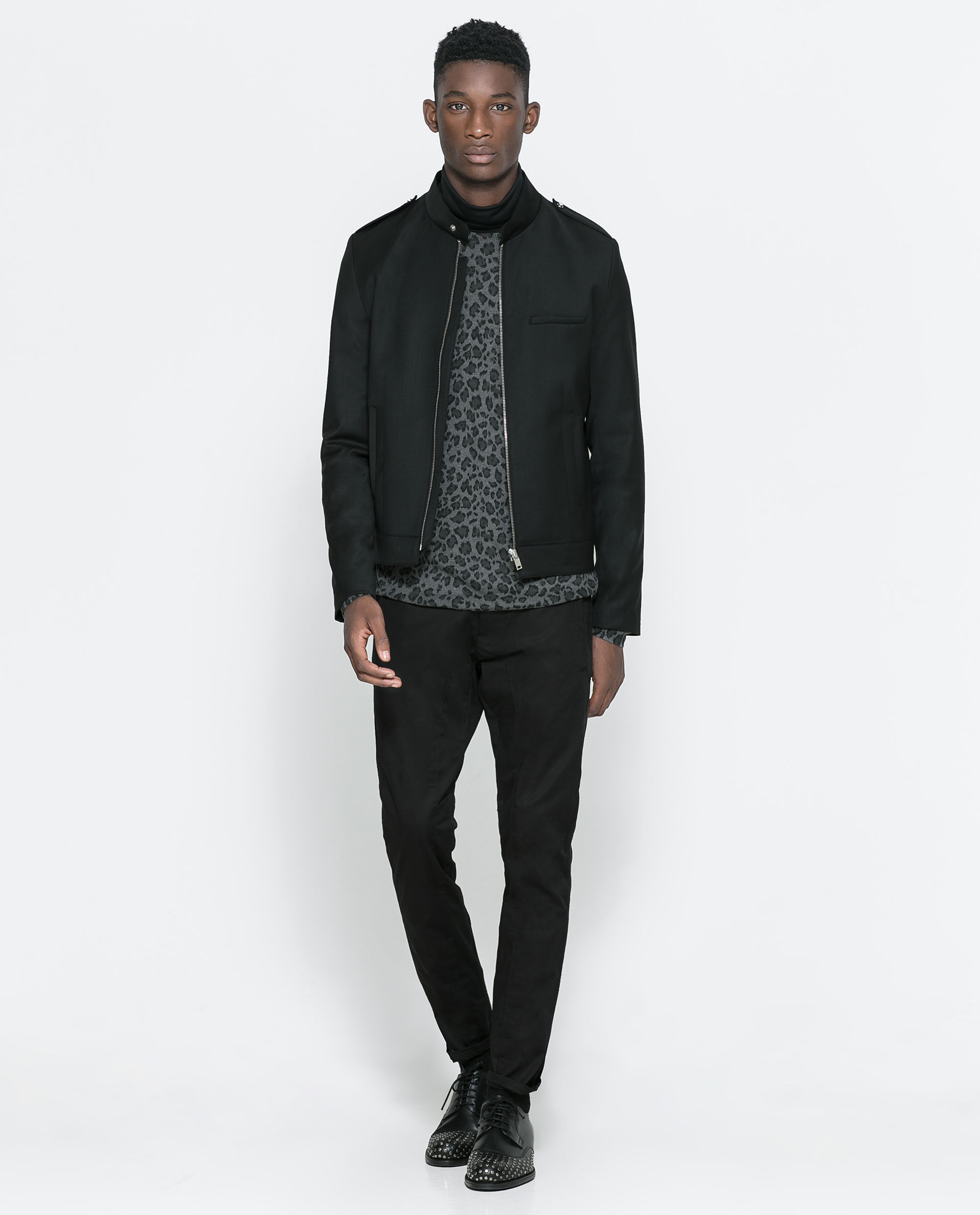Zara Wool Bomber Jacket in Black for Men Lyst