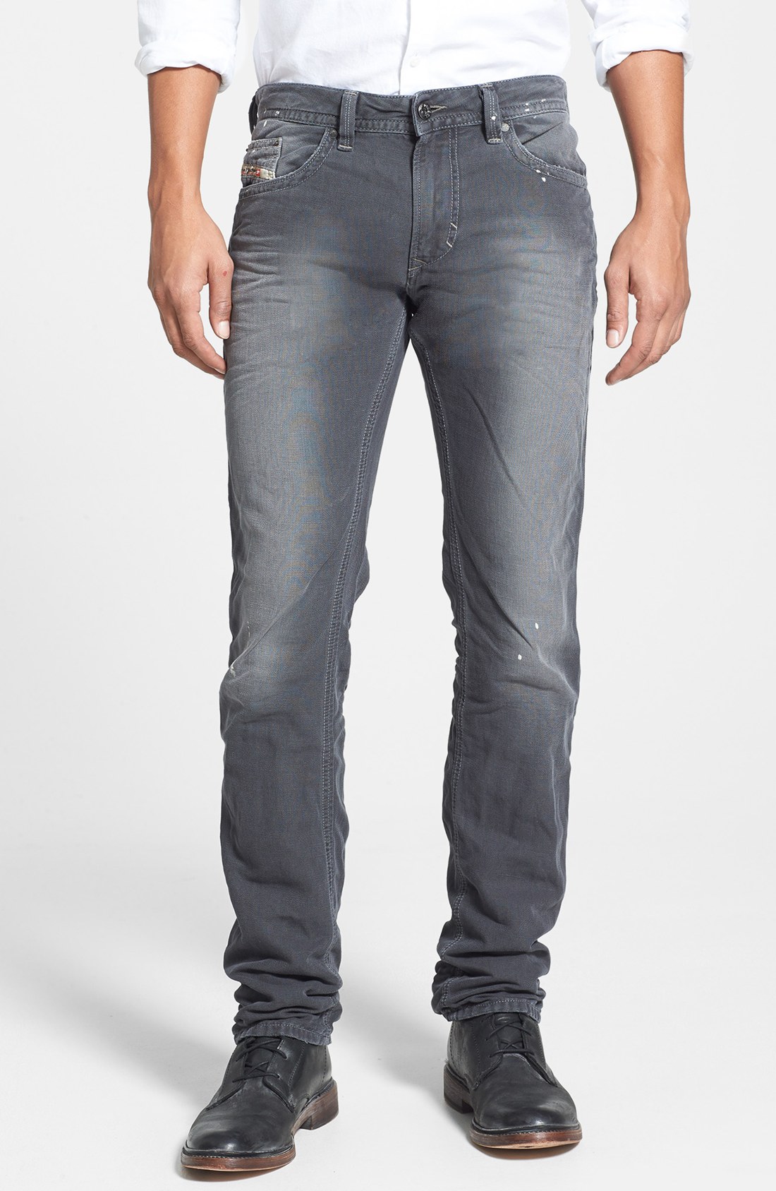 Diesel Thavar Skinny Fit Jeans in Gray for Men (Dark Grey) Lyst