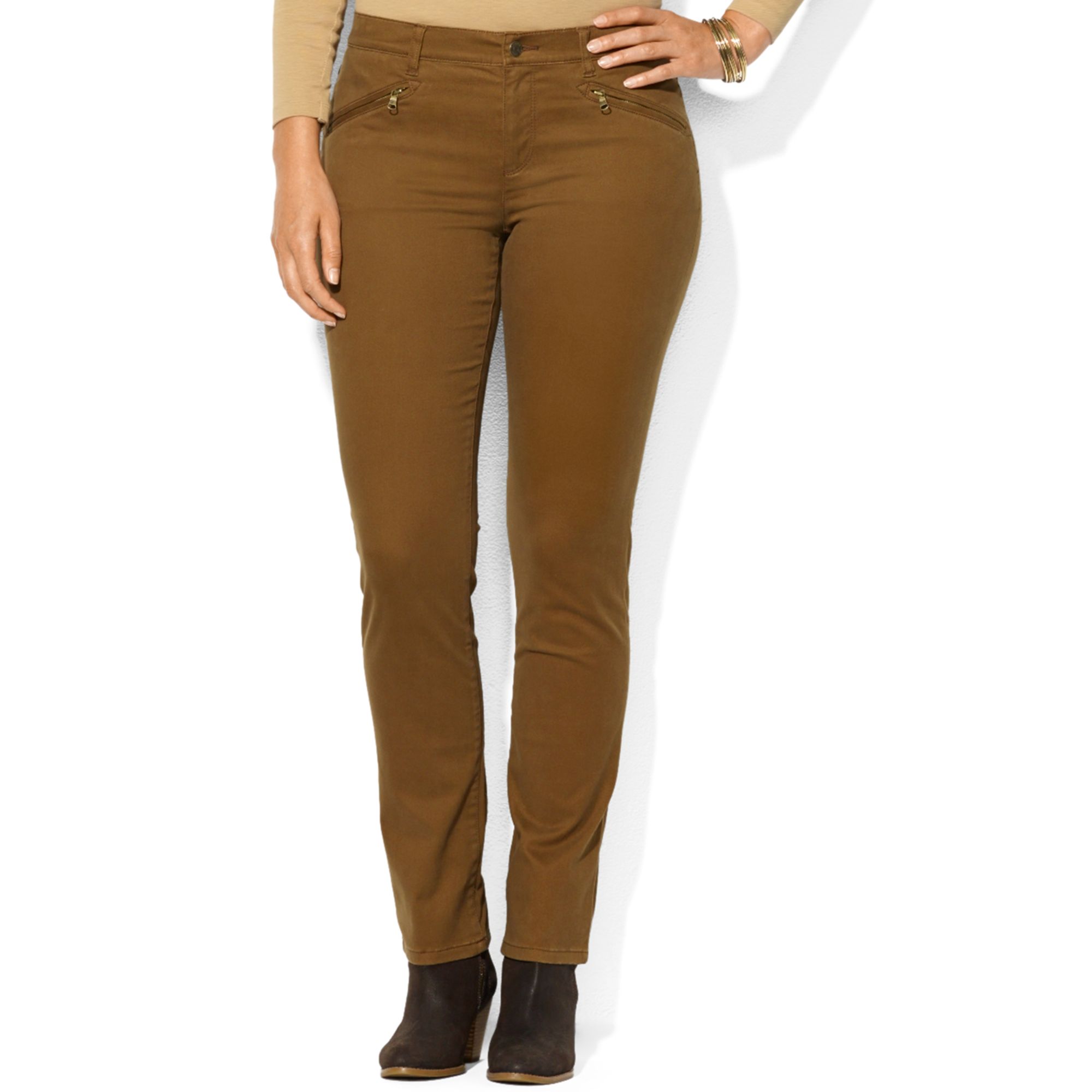 Lauren By Ralph Lauren Plus Size Stretch Moleskin Straightleg Pants in Brown (Warm Mocha) Lyst