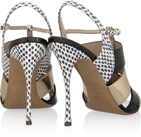 Nicholas Kirkwood Water-Snake and Patent-Leather Sandals in Gold (Black) | Lyst