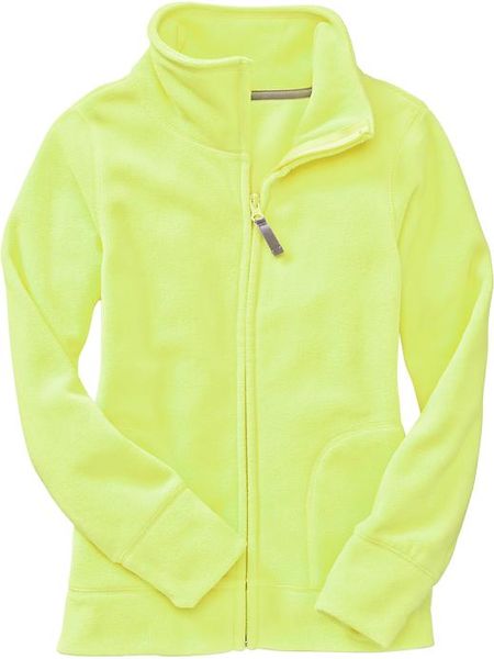 Old Navy Girls Micro Performance Fleece Zip Hoodies in Yellow (Neon ...