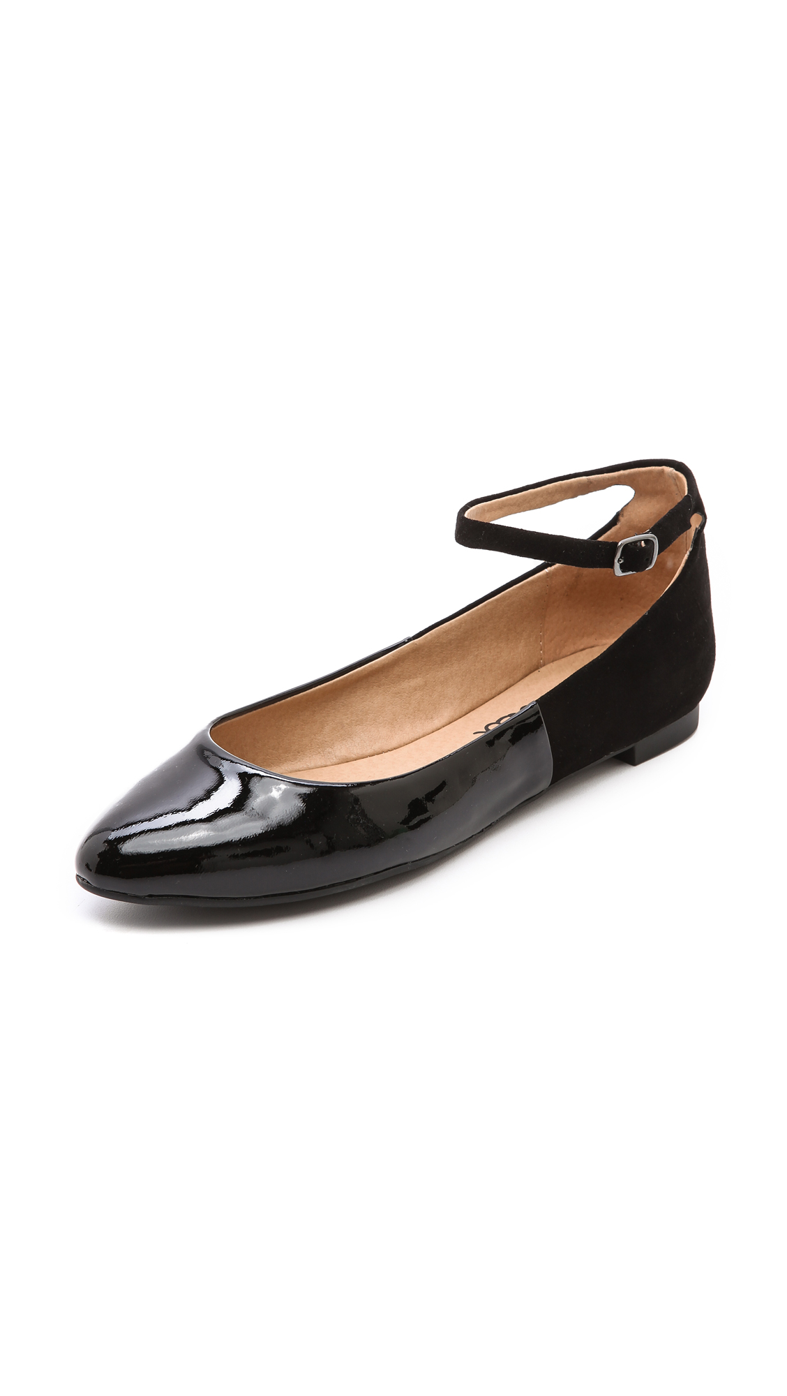 black and white ankle strap flats