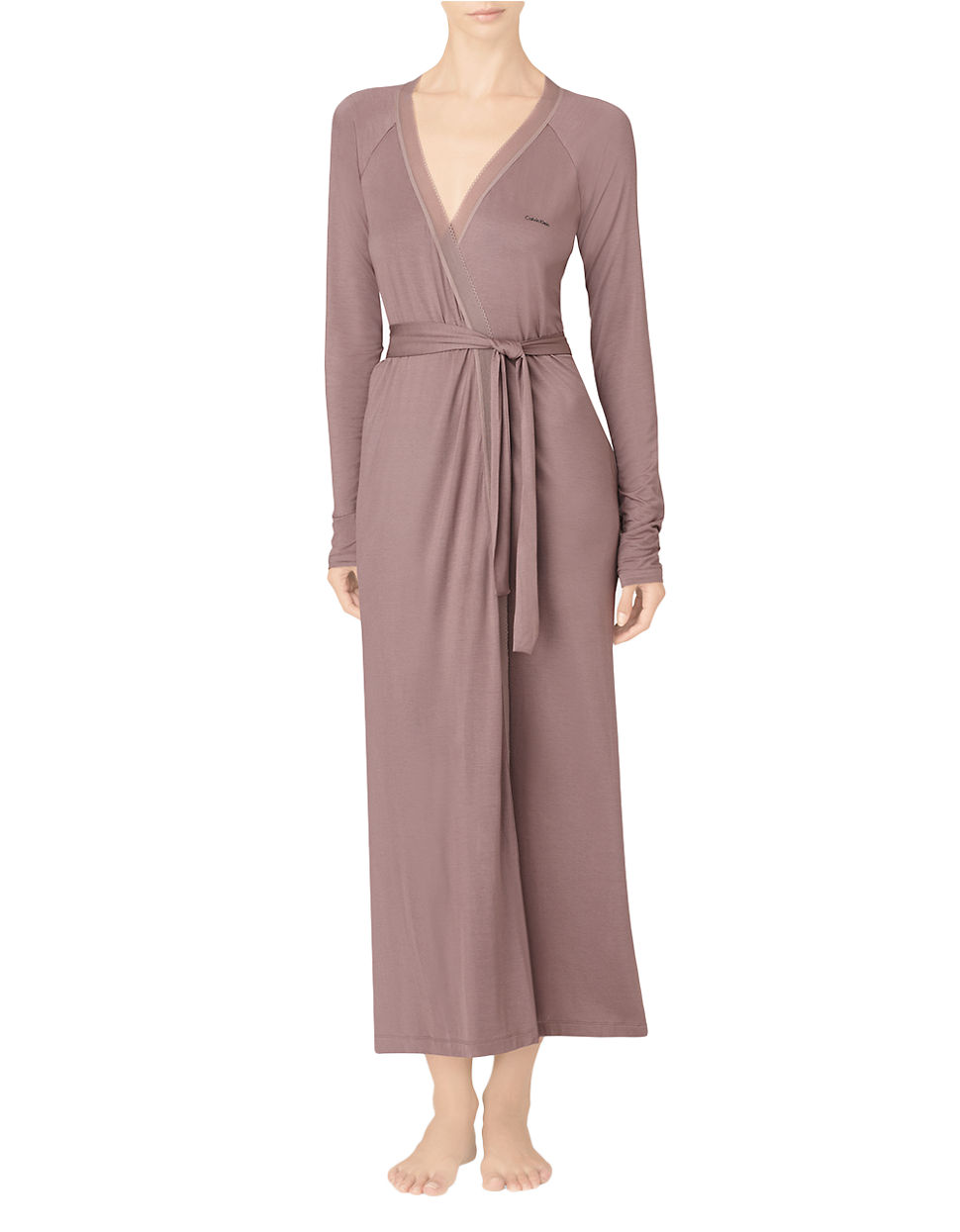 Calvin Klein Icon Long Robe in Gray (smoke) Lyst