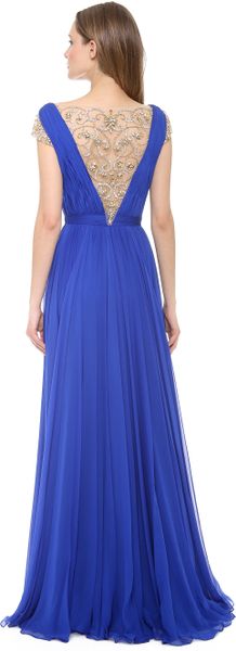 reem acra blue gown