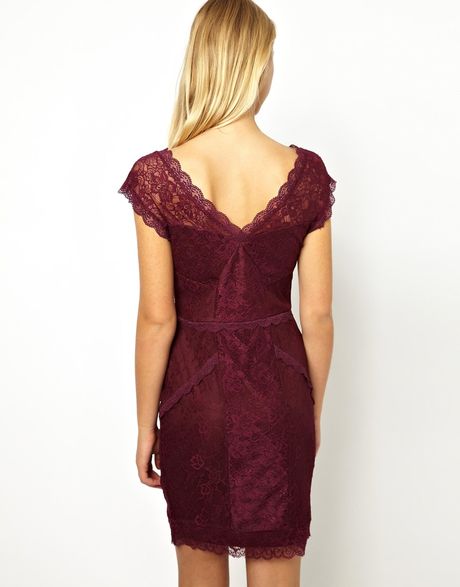 Asos Oasis Sexy Lace Dress in Purple (Darkpurple)