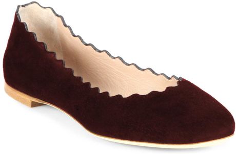 chloe scalloped suede ballet flats