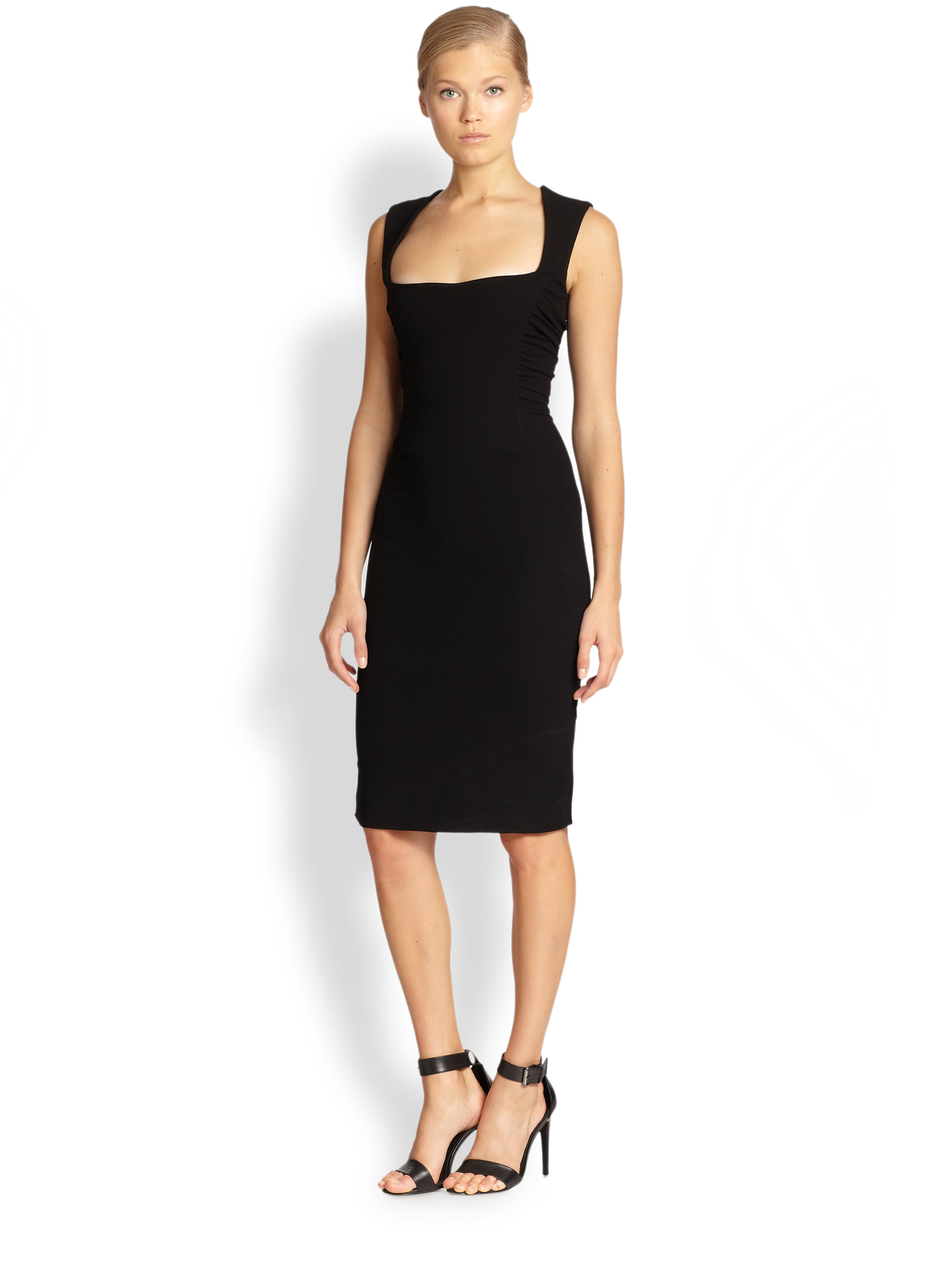 square neck little black dress