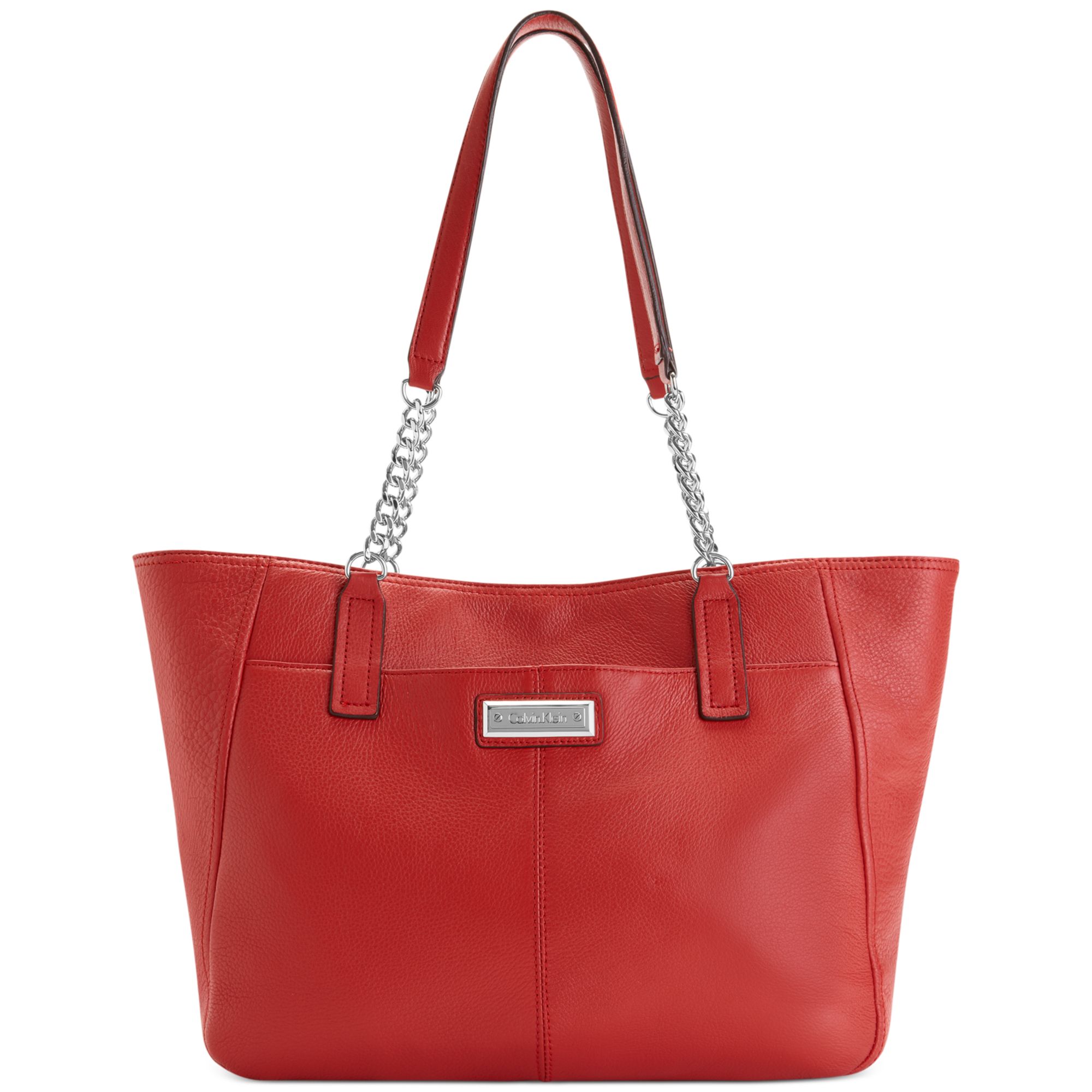 Calvin Klein Macys Key Items Pebble Tote in Red (Fire Red) | Lyst