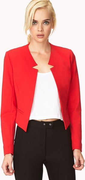 Forever 21 Sleek Collarless Blazer in Red (Tomato) | Lyst