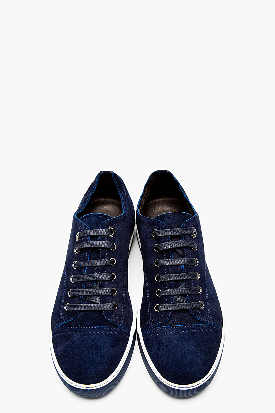 lanvin navy suede sneakers