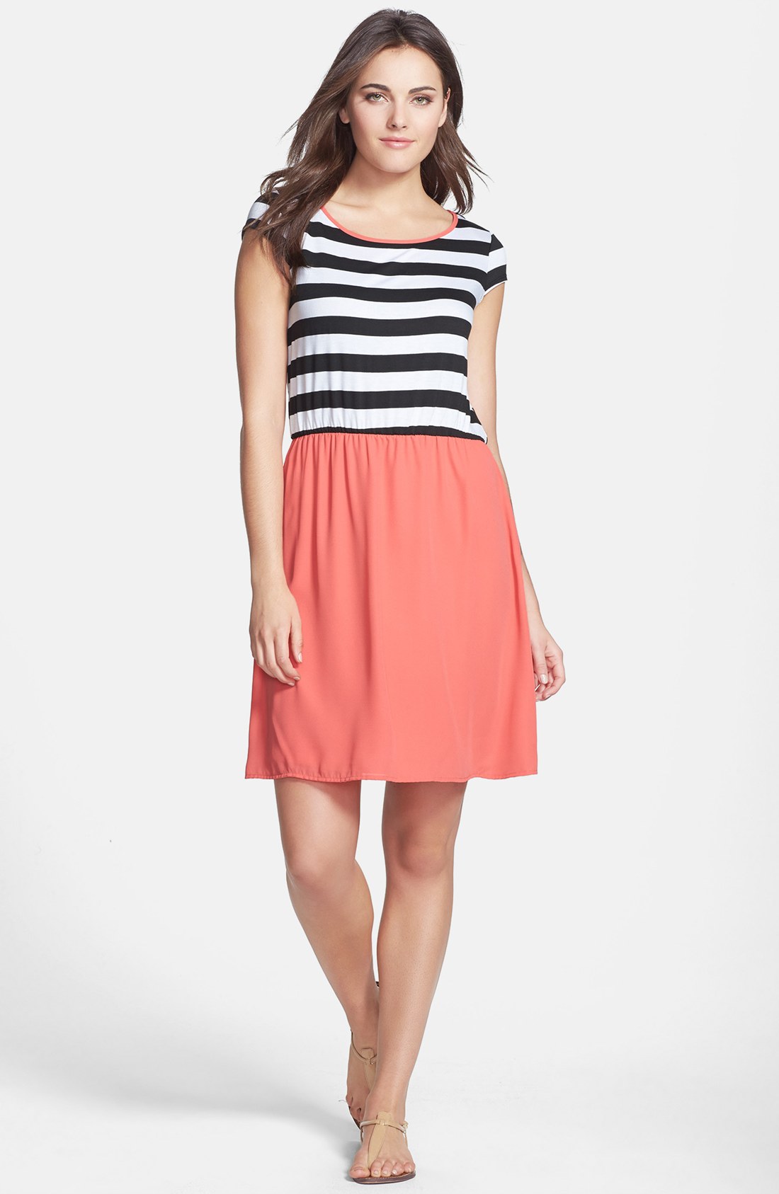 Bobeau Cutout Back Mixed Media Dress in Multicolor (Multi Stripe) Lyst