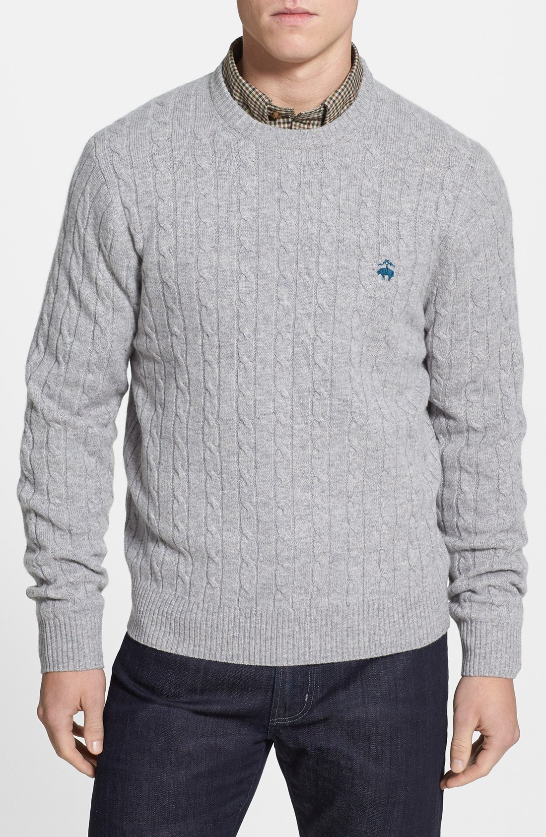 Brooks Brothers Cable Knit Wool Sweater in Gray for Men (Light Grey) Lyst