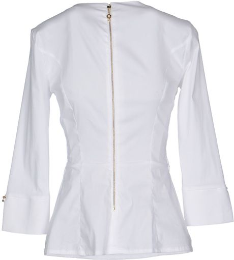 Elisabetta Franchi Gold Long Sleeve T-shirt in White