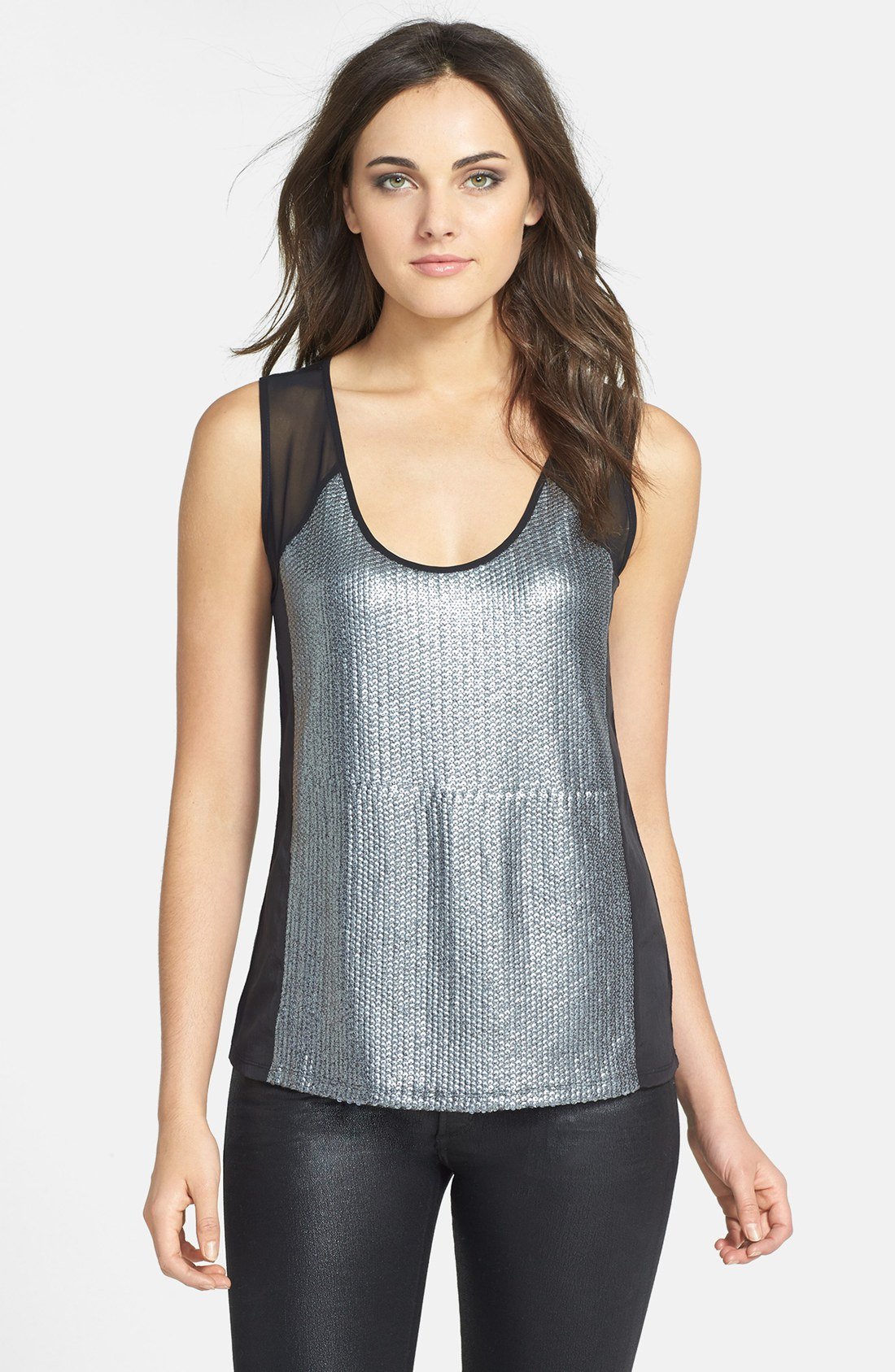 Cole Michele Knit Tank Top in Black (Antique Silver) Lyst