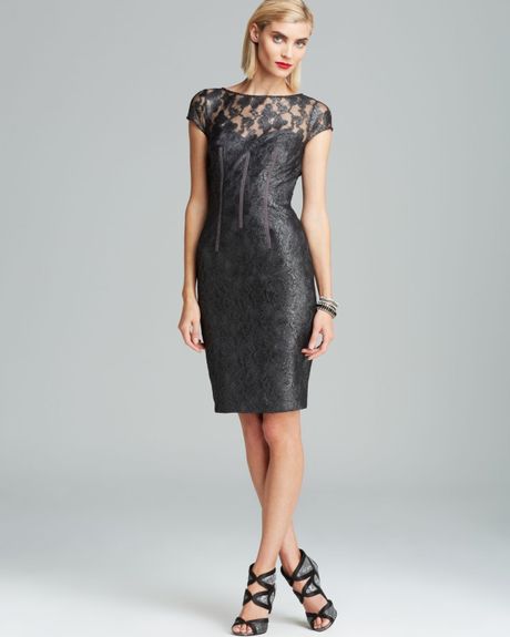 ml monique lhuillier silver metallic jacquard gown