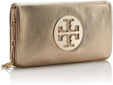 tory burch metallic reva clutch