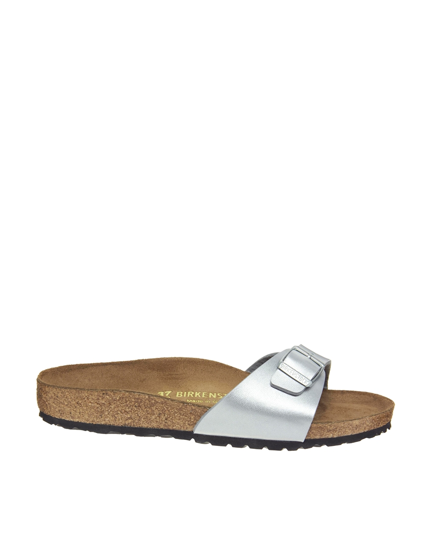 Birkenstock Madrid Silver Flat Sandals in Silver | Lyst