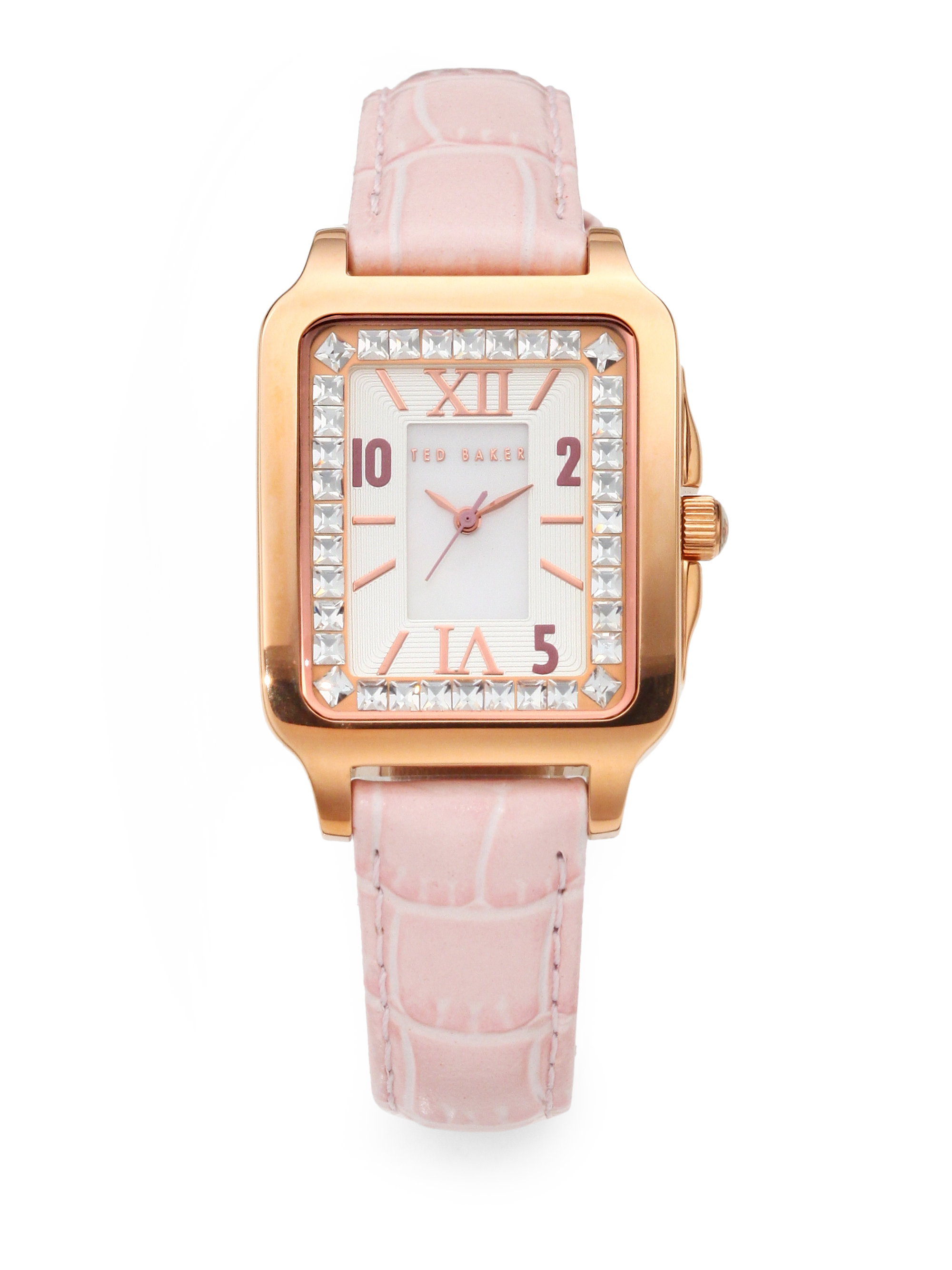 Ted Baker Rose Goldtone Stainless Steel Leather Strap Watch in Gold