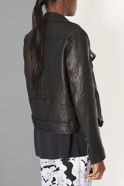 Topshop Premium Leather Biker Jacket By Boutique in Black | Lyst