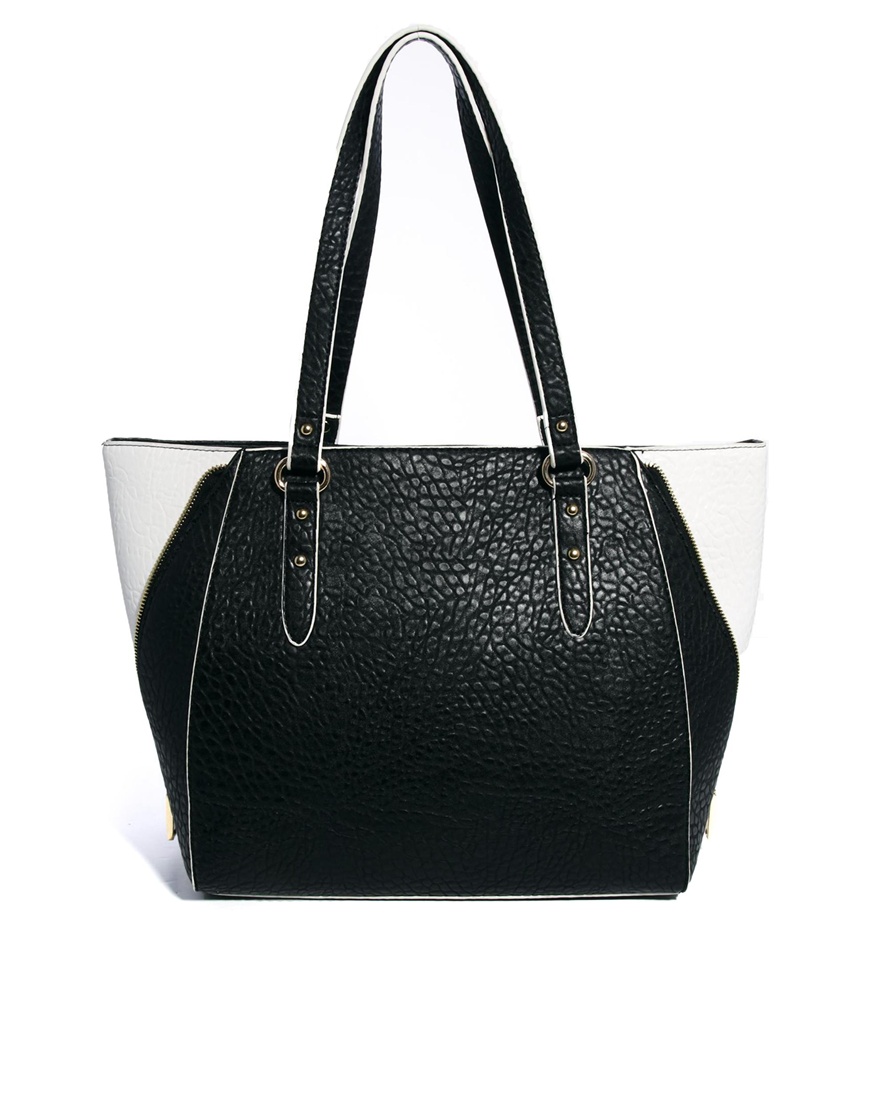 Asos New Look Libby Monochrome Zip Detail Tote Bag in Black ...