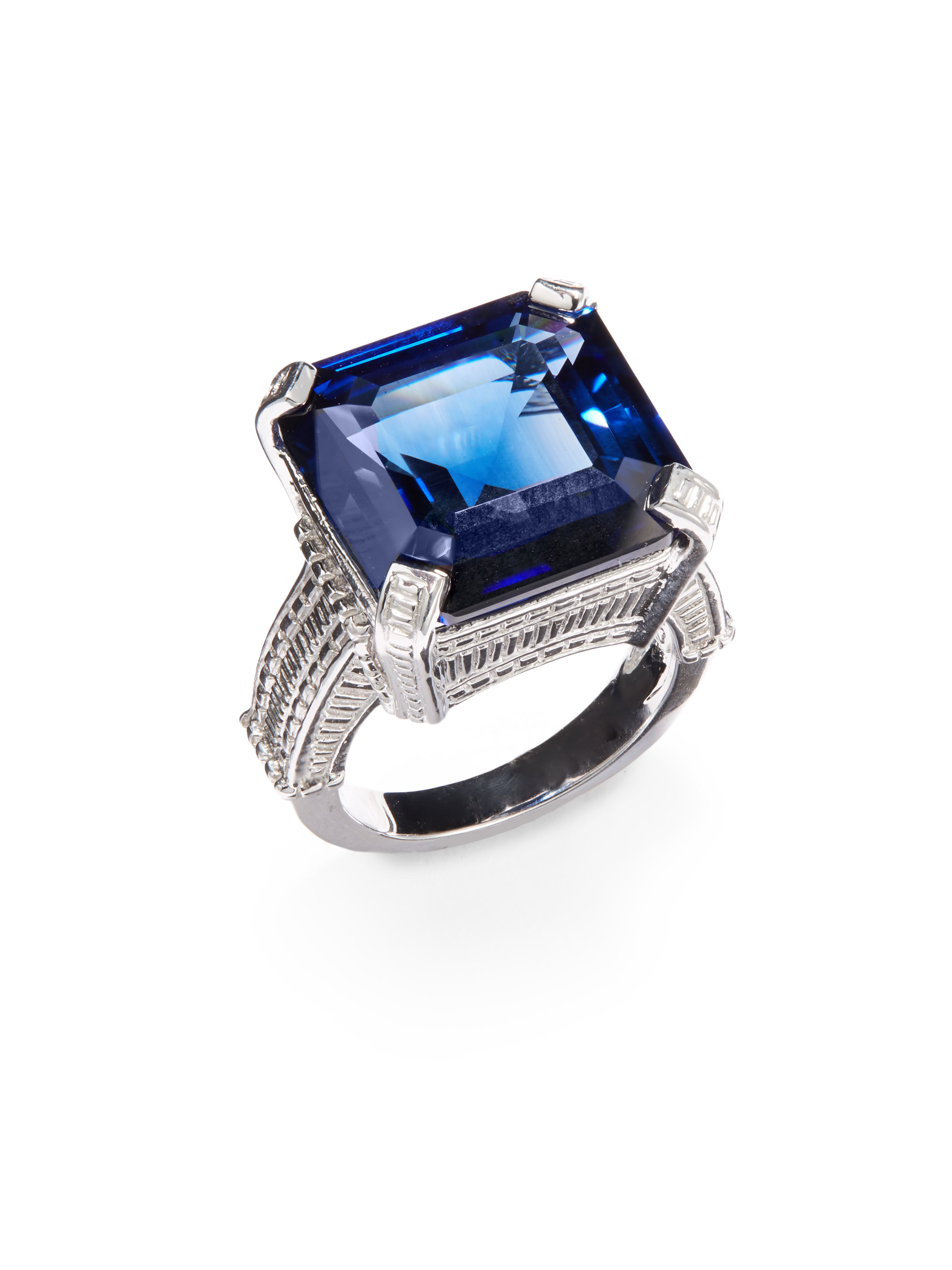 Judith Ripka Blue Stone Sterling Silver Ring in Blue