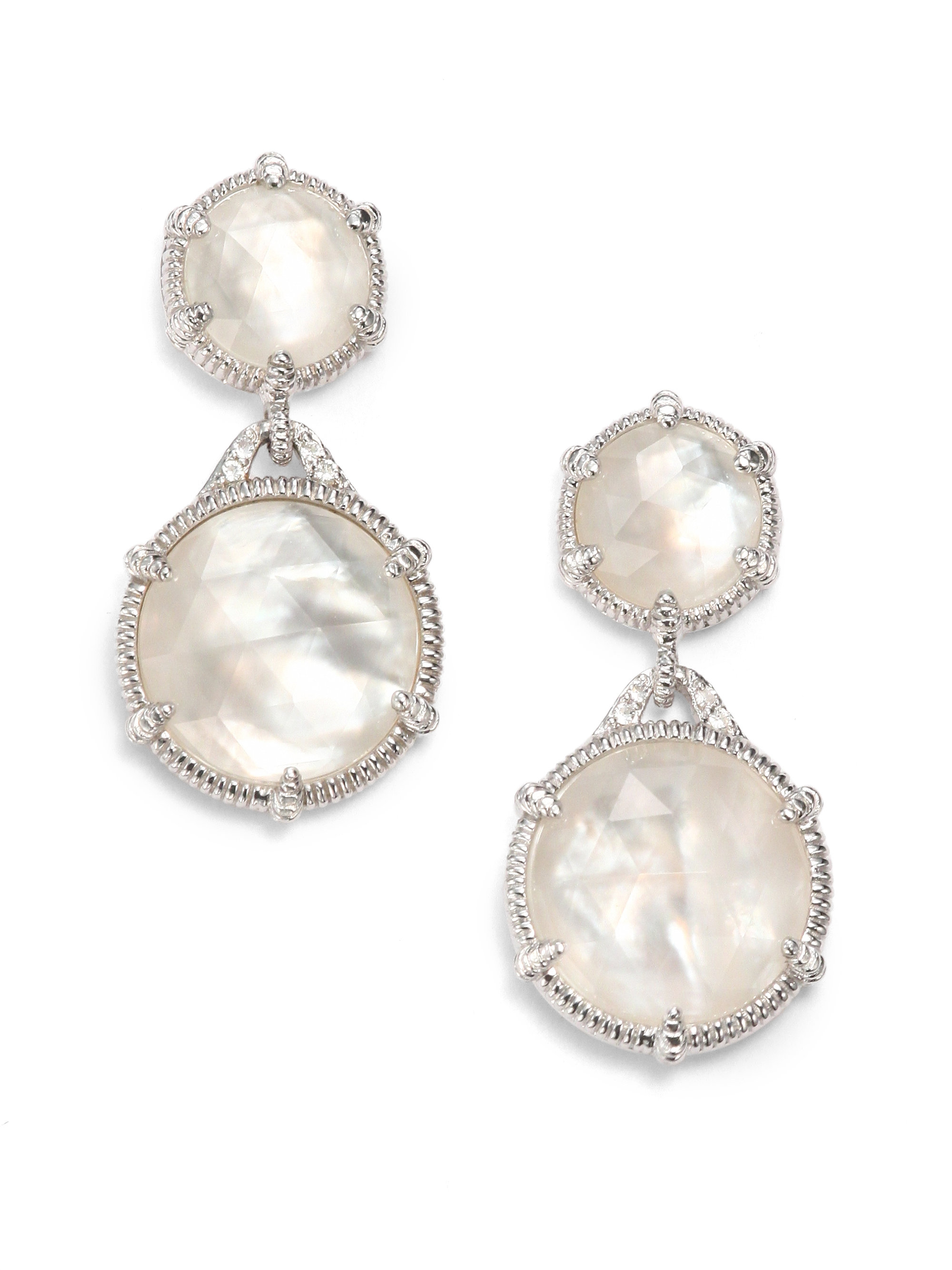 judith ripka mother of pearl mother of pearl doublet white sapphire sterling silver double drop earrings product 1 15470003 684447126