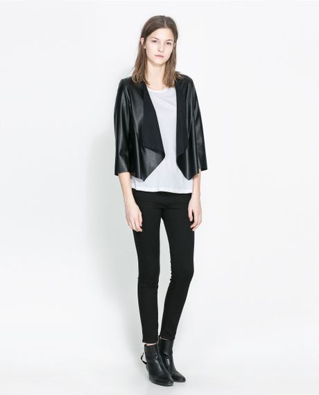 Zara Faux Leather Jacket in Black | Lyst